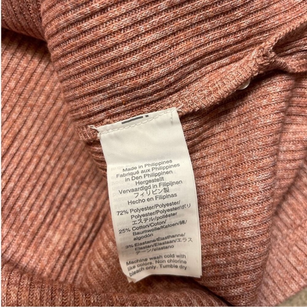 Madewell Heathered Ribbed Turtleneck Balloon Sleeve Sweater Tee Size Small Pink - Picture 9 of 9
